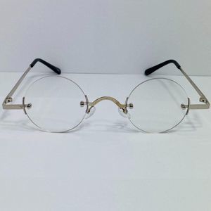 H31: SILVER Rimless Clear Lens Circle Glasses